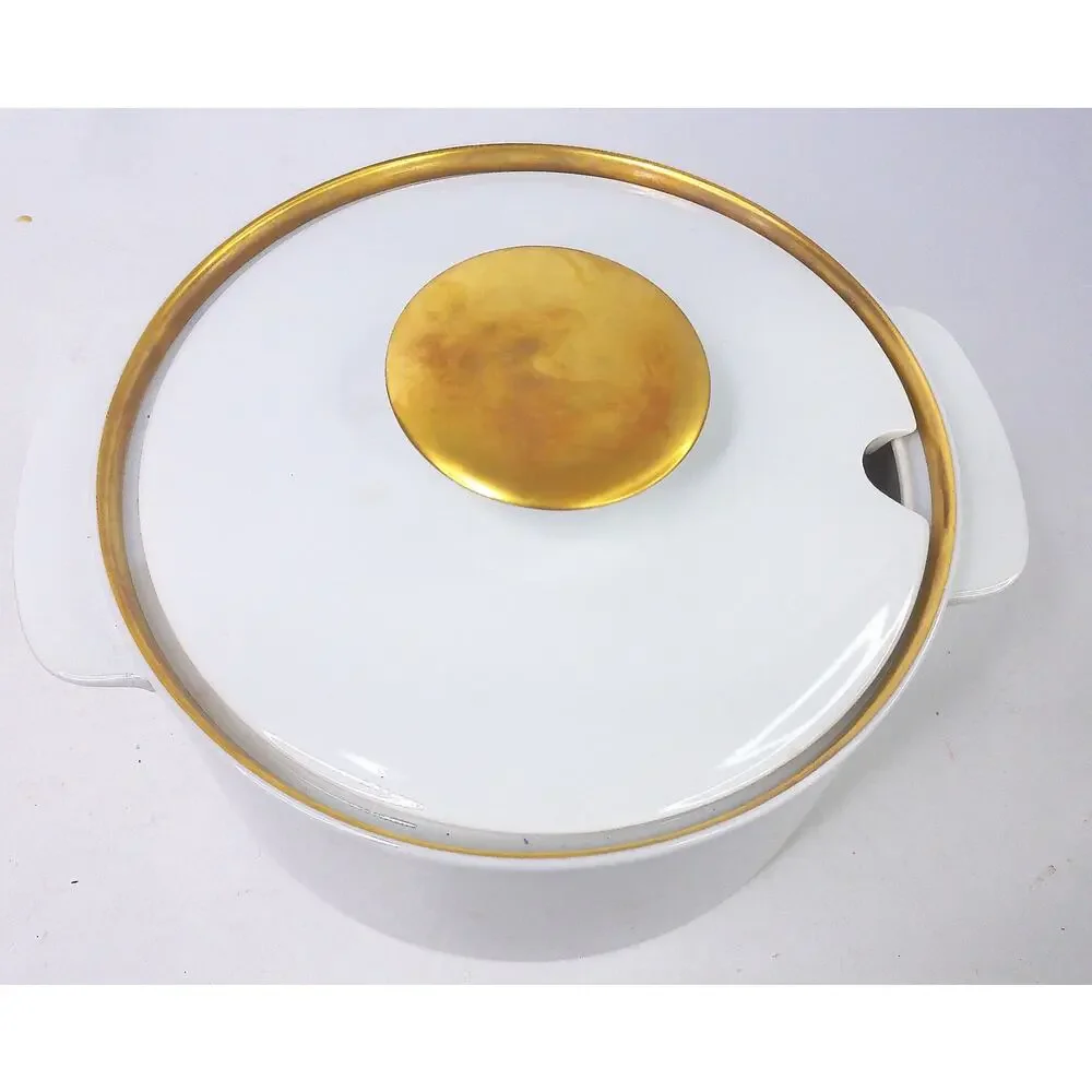 Vintage Thomas Germany Covered Soup Tureen Gold Trim White Porcelain MCM Lidded